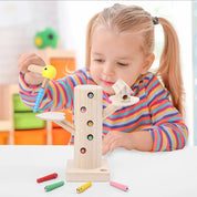 Brinquedo Educativo de Madeira Pega Minhoca com Imã – Coordenação Motora e Aprendizado Montessori