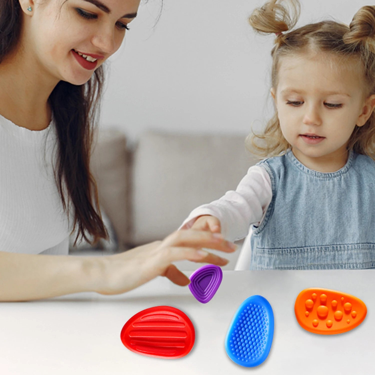 Conjunto Sensorial de Pedras de Silicone para Crianças - Alívio e Concentração