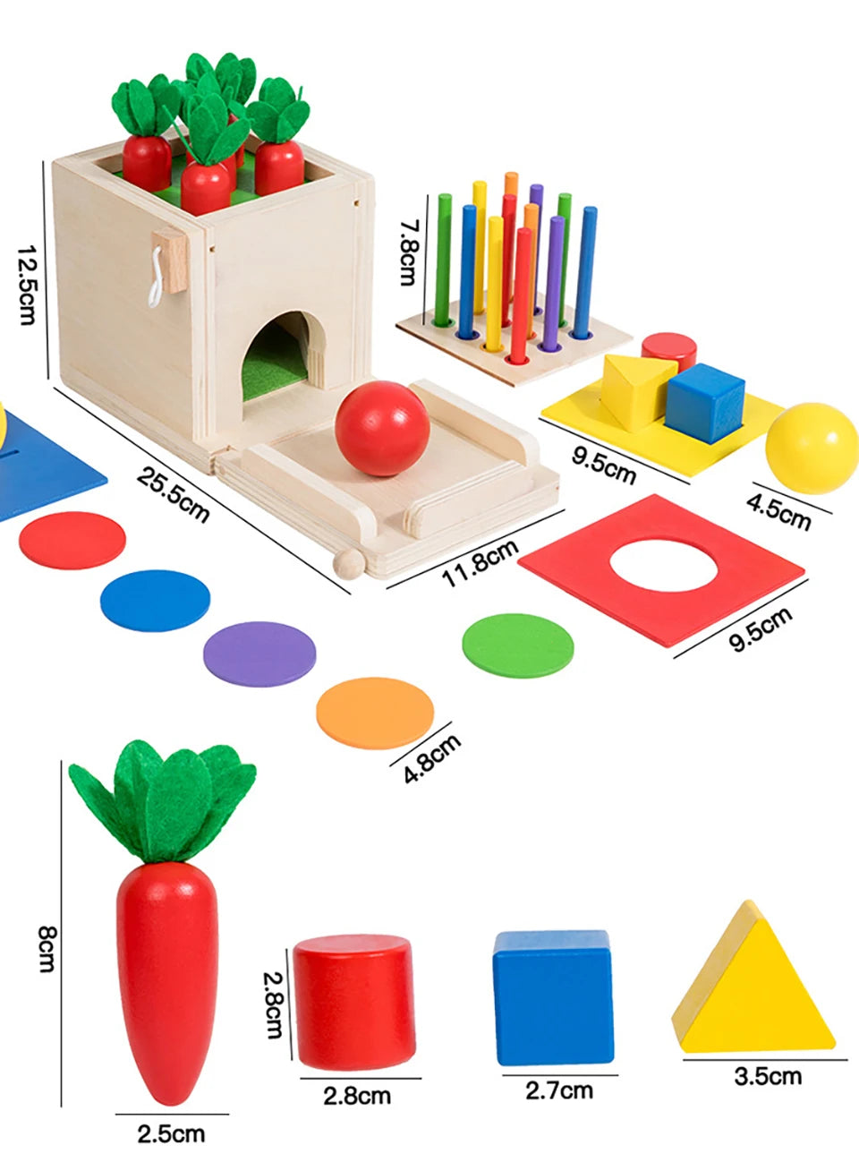 Brinquedos montessori de madeira, kit de jogo, objeto, caixa de permanência, moeda, cenoura, criança, desenvolvimento precoce, forma classificador, bola, brinquedos para idade