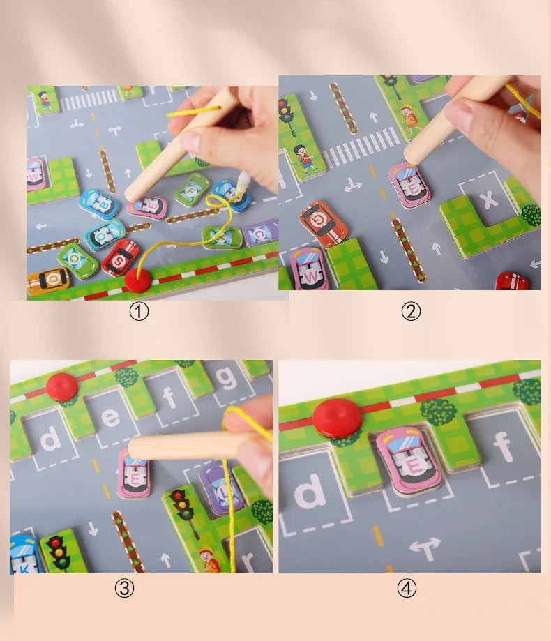 Placa magnética do labirinto do alfabeto, brinquedos de aprendizagem e brinquedos de classificação de cores quebra-cabeças coloridos do alfabeto para crianças abc alfabeto ímãs motor fino