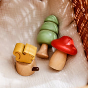 Bebê montessori brinquedos de madeira dos desenhos animados floresta, cogumelo, esquilo rotação parafuso brinquedo brinquedos para crianças dedo precoce movimento fino