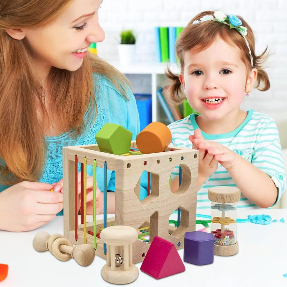 Brinquedo sensorial de motor fino, cubo sensorial para classificação de formas de cores, idade de 1 a 3 anos, meninos e meninas, desenvolve atividades de habilidades motoras finas para