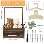 Organizador de Brinquedos em Madeira com Alça Portátil