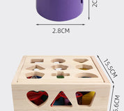 Brinquedo Educativo de Madeira 3 em 1 - Encaixe de Formas, Cores e Coordenação
