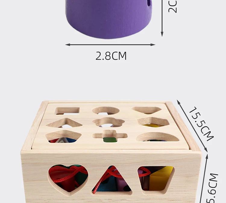 Brinquedo Educativo de Madeira 3 em 1 - Encaixe de Formas, Cores e Coordenação