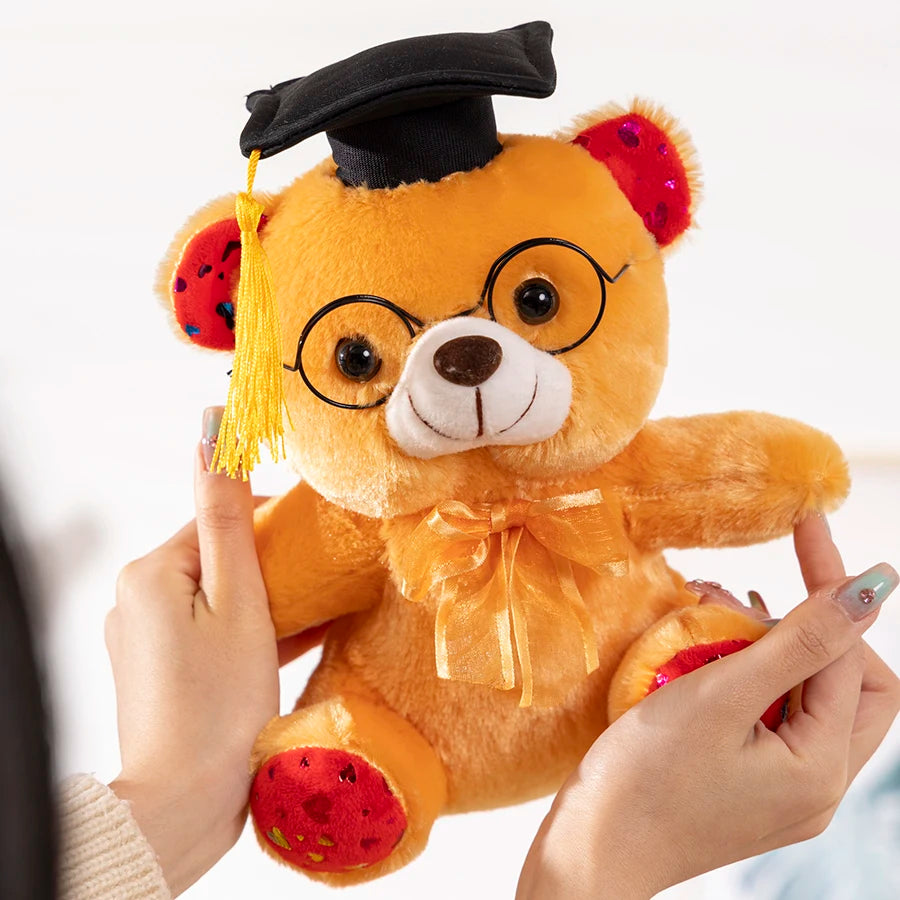 1 peça 23cm urso de formatura brinquedo de pelúcia bonito urso de pelúcia boneca macia meninos meninas estudantes presente de formatura