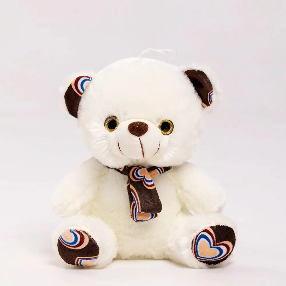 Ursinho de pelúcia fofo com cachecol infantil, bichos de pelúcia, boneco macio, presente de aniversário 20cm