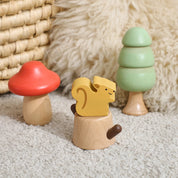 Bebê montessori brinquedos de madeira dos desenhos animados floresta, cogumelo, esquilo rotação parafuso brinquedo brinquedos para crianças dedo precoce movimento fino