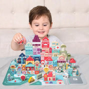 Blocos de Construção Montessori de Cidade Carros em Madeira