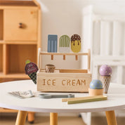 Brinquedos de sorvete de madeira para crianças, Pretend Play Simulation, Cone de sorvete Montessori, Brinquedos de cozinha, Presentes educativos pré-escolares