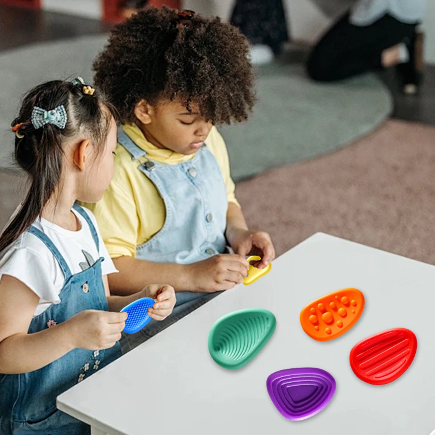 Conjunto Sensorial de Pedras de Silicone para Crianças - Alívio e Concentração