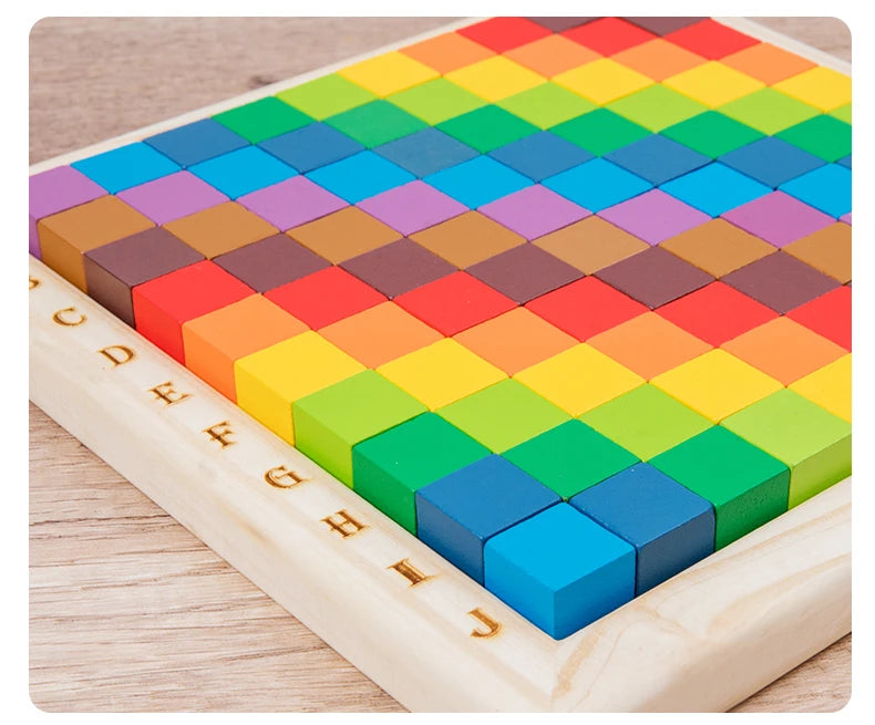 Blocos de Construção Colorido Montessori Aprendizado Criativo em Madeira