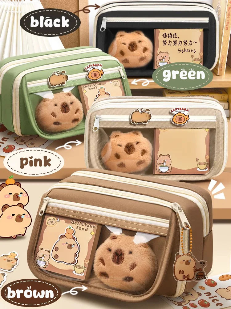 Estojo Escolar Kawaii Grande Capacidade com Zíper