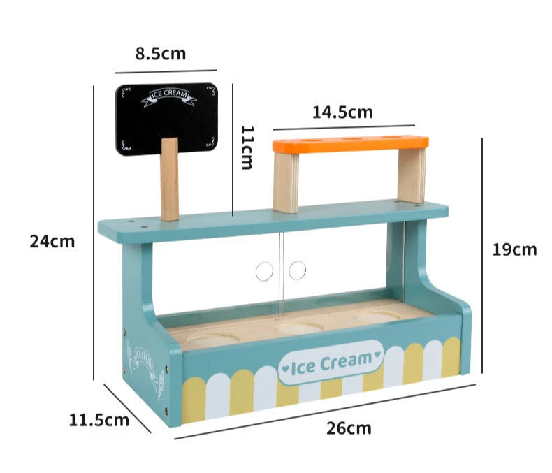 Conjunto Playset de Sorvete e Chá de Madeira Montessori