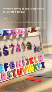 Brinquedo Educativo de Madeira Montessori - Tabuleiro Letras e Números
