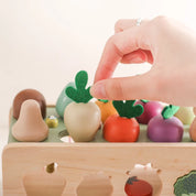 Brinquedo Educativo de Madeira Montessori Cenoura Carrinho de Puxar