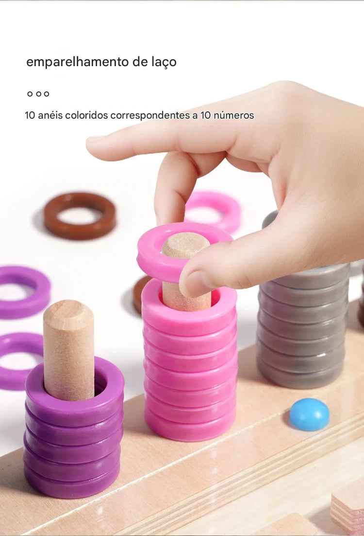 Brinquedo Educativo de Madeira Montessori - Tabuleiro Letras e Números