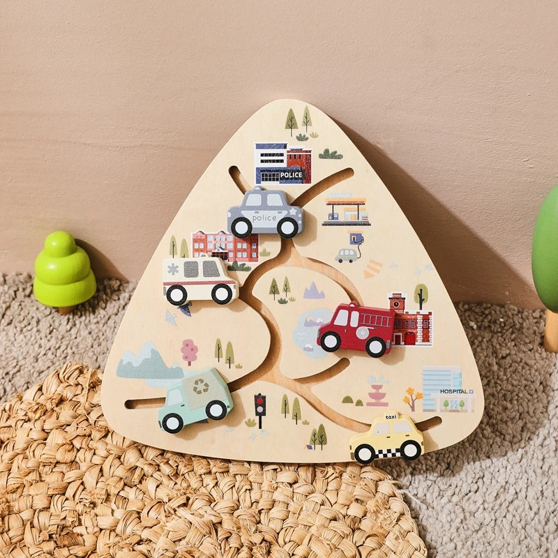 Bebê montessori brinquedos de madeira carro labirinto placa movimento do dedo do bebê educação precoce e cognição do conhecimento automotivo presente do bebê