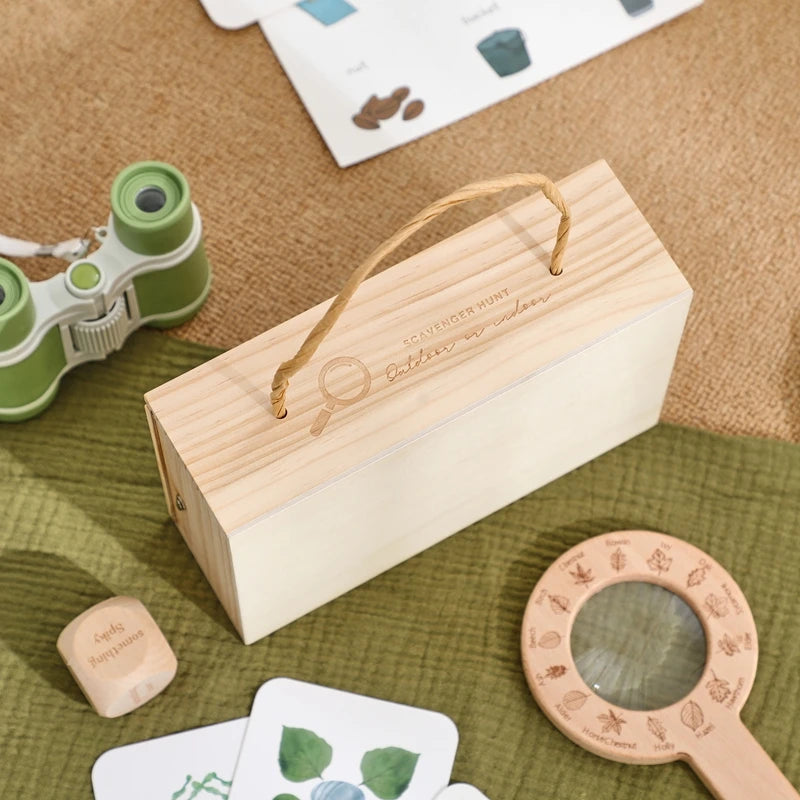 Kdis Outdoor Exploration Set Insects Plants Observation Box Wooden Cognitive Magnifying Glass Natural Forest Adventure Toys Gift