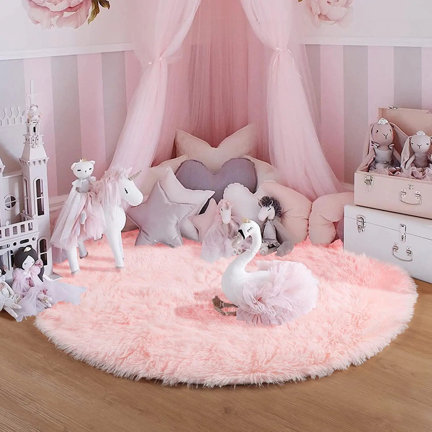 Tapete de Pelúcia Redondo Fofo para Crianças - Conforto e Elegância
