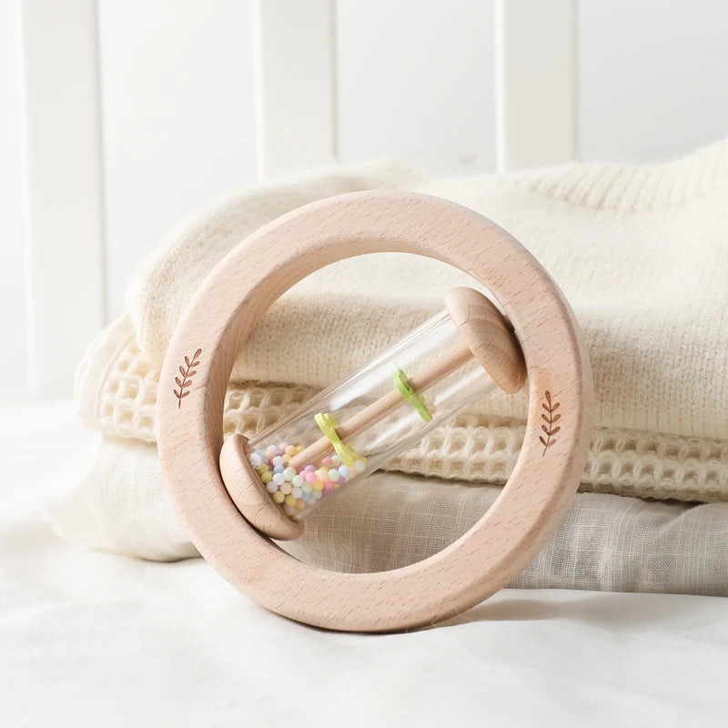 Chocalho Sensorial Montessori Arco-Íris de Madeira