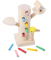 Brinquedo Educativo de Madeira Pega Minhoca com Imã – Coordenação Motora e Aprendizado Montessori