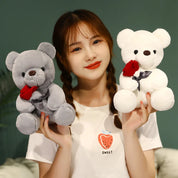 Urso de pelúcia kawaii com rosas, brinquedo de pelúcia macio, boneca de pelúcia, presente romântico para amantes, decoração de casa, presentes de dia dos namorados para meninas