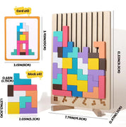 Blocos de Madeira Educativos 3D - Desafios Mentais Infantis Tetris
