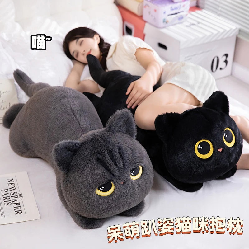 Almofada de Pelúcia Gato Preto Kawaii - Conforto e Charme