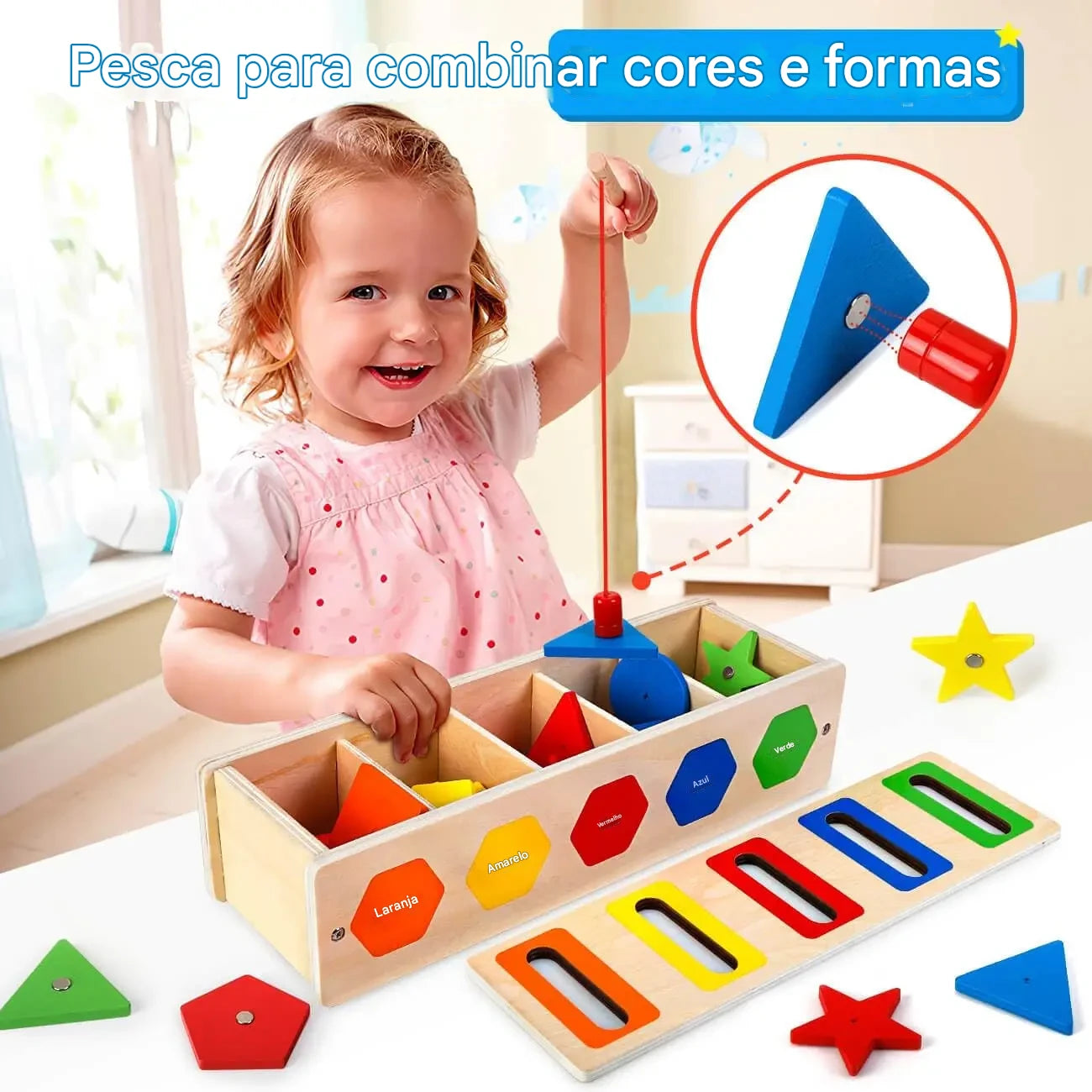 Brinquedo Educativo Montessori de Madeira com Jogo de Pesca Divertido