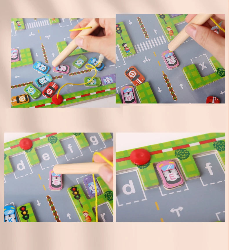Placa magnética do labirinto do alfabeto, brinquedos de aprendizagem e brinquedos de classificação de cores quebra-cabeças coloridos do alfabeto para crianças abc alfabeto ímãs motor fino