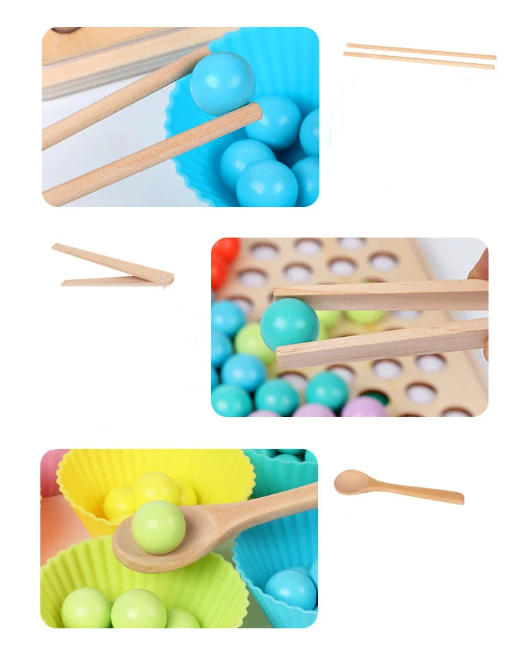 Grânulos de madeira jogo montessori educacional cedo aprender crianças clipe bola quebra-cabeça pré-escolar criança brinquedos crianças para crianças presentes