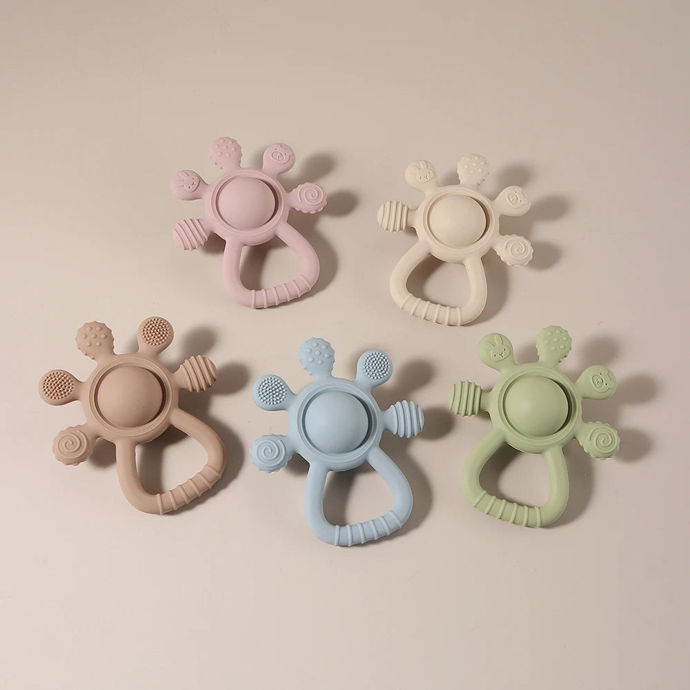 Mordedor Silicone Palm Chocalho para Bebês