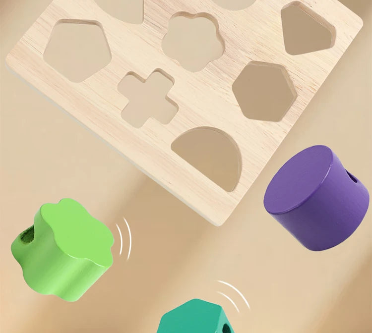 Brinquedo Educativo de Madeira 3 em 1 - Encaixe de Formas, Cores e Coordenação