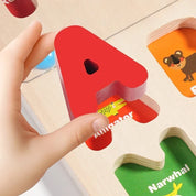 Brinquedo Educativo de Madeira Montessori - Tabuleiro Letras e Números