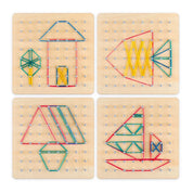 Geoplano Montessori de Madeira com Elásticos e Cartas
