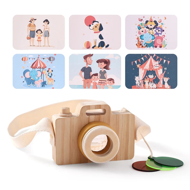 Bebê moda caleidoscópio brinquedos de madeira colorida câmera crianças de madeira montessori brinquedo aprendizagem precoce jogo educativo presentes