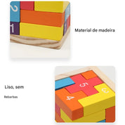 Quebra-cabeça 3D de Blocos de Madeira Coloridos