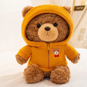23cm urso de pelúcia brinquedo de pelúcia bonito com capuz suéteres urso boneca de pelúcia jumper urso de pelúcia brinquedos macios decoração para casa aniversário crianças presente