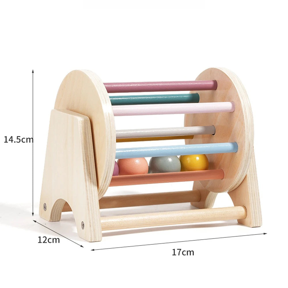 Brinquedos montessori para bebês, aprendizagem precoce, bola de madeira, tambor, exercício de audição, cor, cognição, trem de coordenação mão-olho