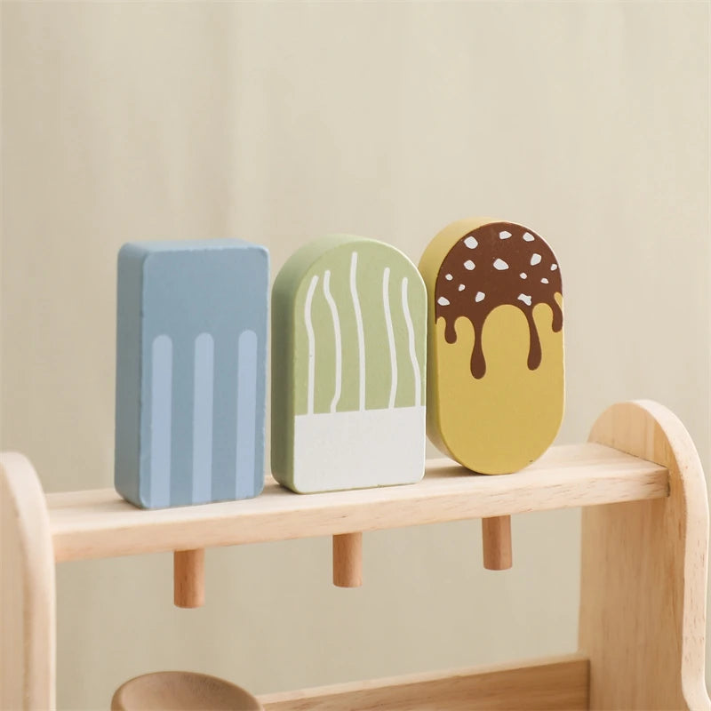 Brinquedos de sorvete de madeira para crianças, Pretend Play Simulation, Cone de sorvete Montessori, Brinquedos de cozinha, Presentes educativos pré-escolares