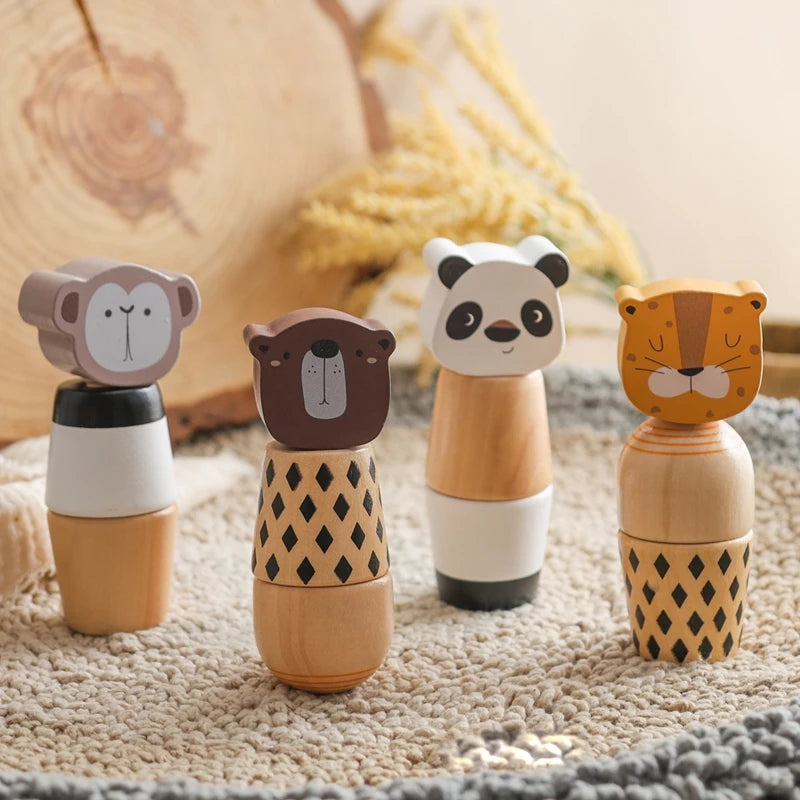 Montessori brinquedos para bebês de madeira dos desenhos animados animal quebra-cabeça brinquedo educação do bebê jogo de quebra-cabeça recém-nascido mão e pé exercício brinquedo