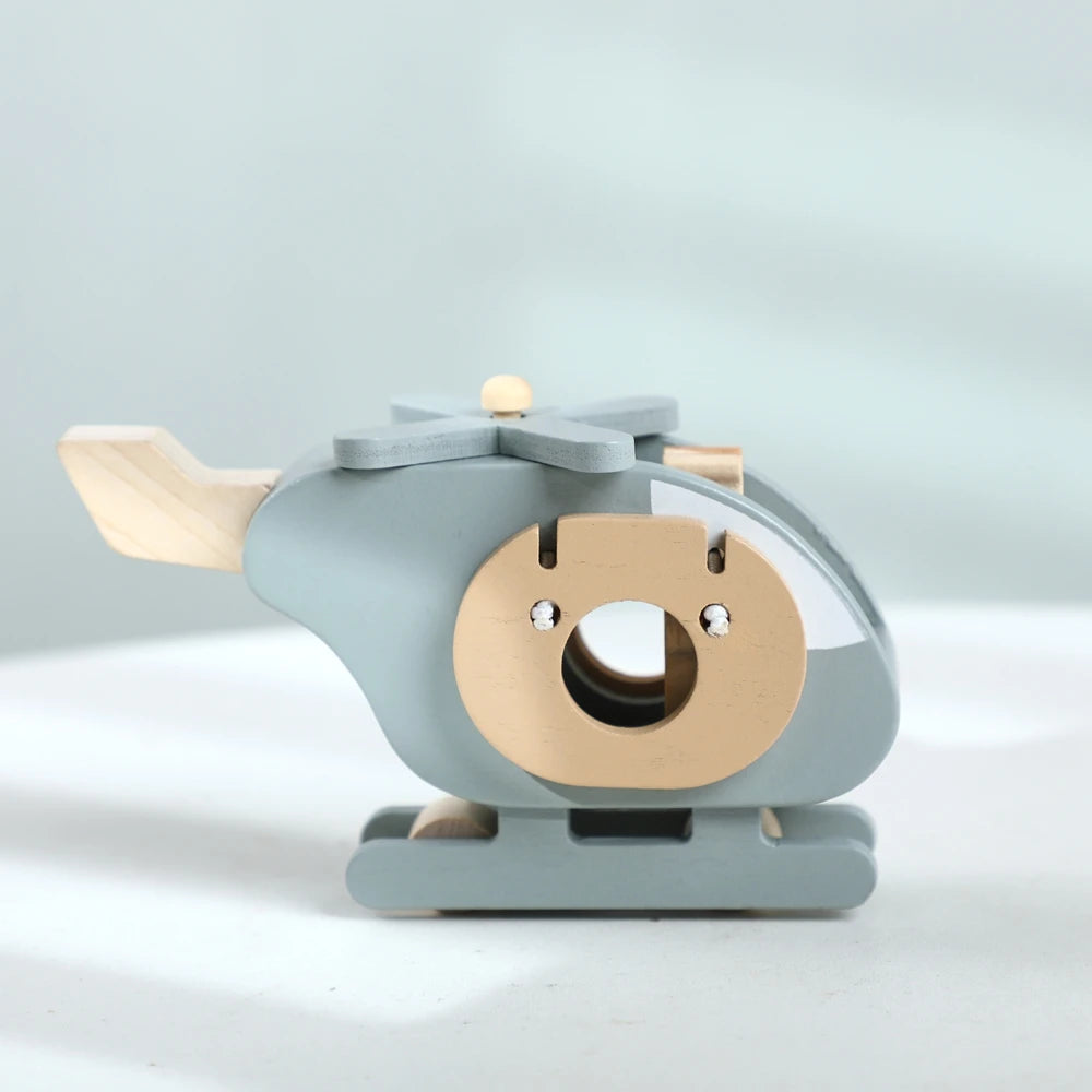 Helicóptero de Brinquedo Montessori de Madeira