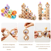 Brinquedo Peças de Montagem - Sensorial Montessori em Madeira