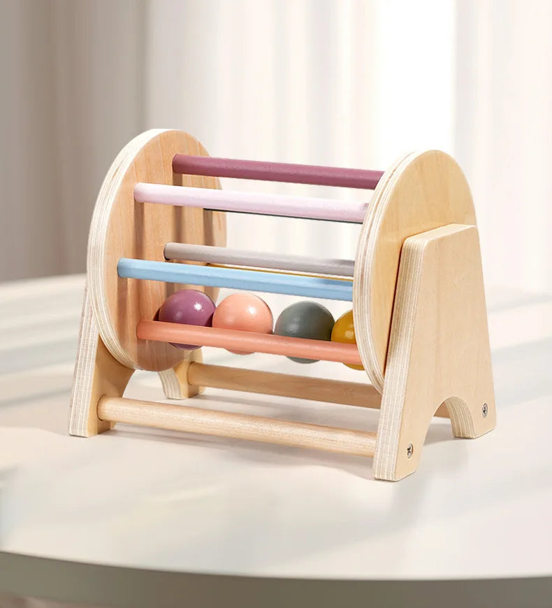 Brinquedos montessori para bebês, aprendizagem precoce, bola de madeira, tambor, exercício de audição, cor, cognição, trem de coordenação mão-olho
