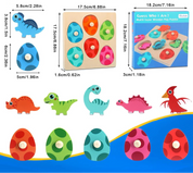 Quebra-Cabeça Infantil de Dinossauro Montessori em Madeira