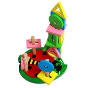 Blocos Geométricos de Encaixe em Madeira para Aprendizado de Formas e Cores