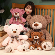 Urso de Pelúcia Clássico Macio com Laço - 35 a 60 cm