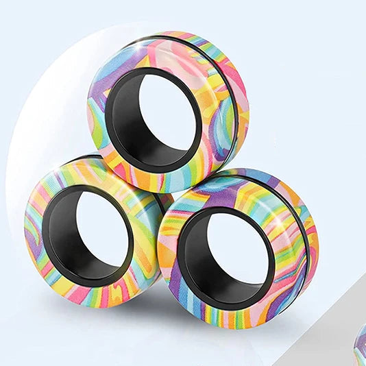Anéis Magnéticos Fidget - Alívio de Estresse e Ansiedade (3 Peças)