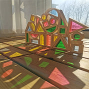 Brinquedo Blocos de Espelho Arco-Íris Montessori em Madeira